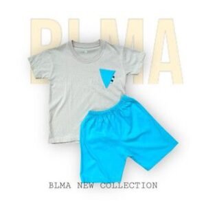 Setelan Baju Anak Laki-laki Adem, Nyaman & Stylish Triangle Set Blue – Blessingmoa